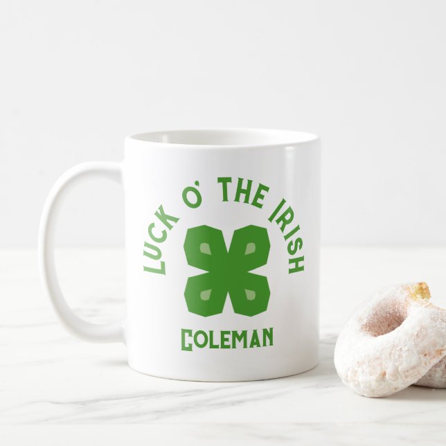 Mug Charme Chanceux Trèfle à Quatre Feuilles Abstrait (Avec donut)