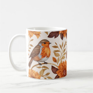 Mug Charme d'automne avec Robins et Elégance florale