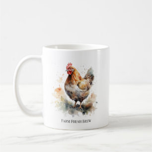 Mug Charme de la ferme : Aquarelle de poulet