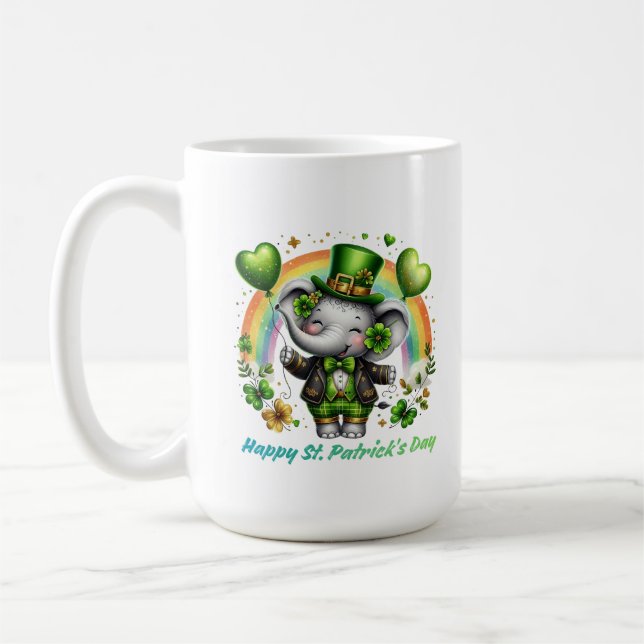 Mug Charme de l'éléphant arc-en-ciel chanceux (Gauche)