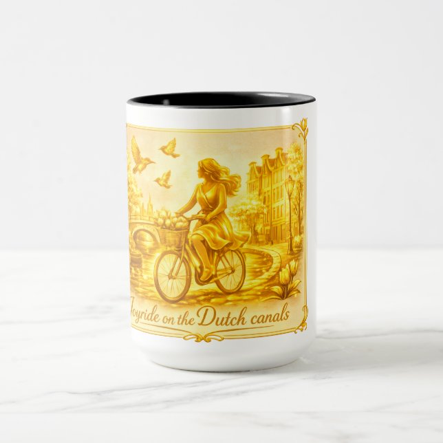 Mug Charme des ponts arqués d'Amsterdam en or (Centre)