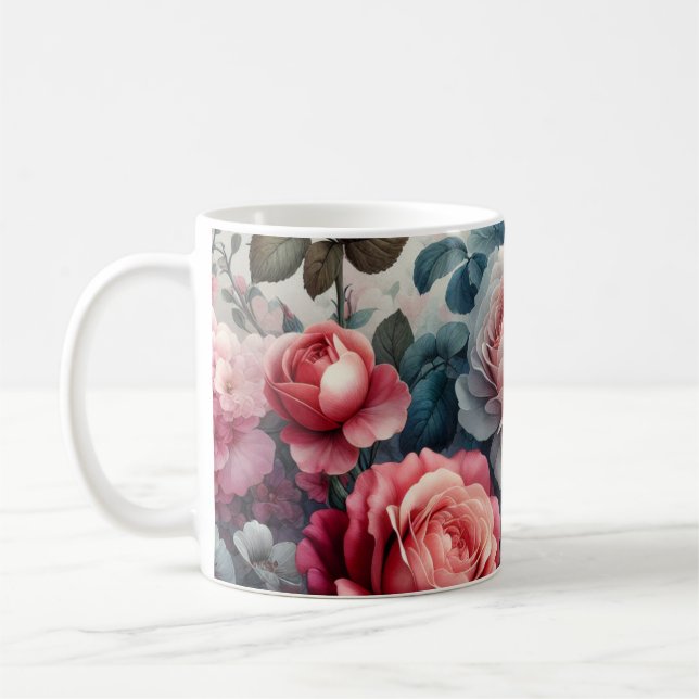 Mug Charme floral de la rose intemporelle (Gauche)
