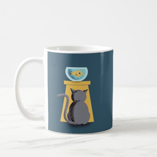 Mug Charme Joli Chat Playful Poisson Amusant Nature Ar (Gauche)