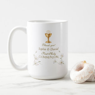 Mug Charme Rouge Bleu Floral Jumelles Première Sainte