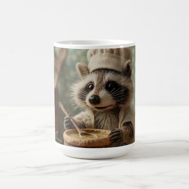 Mug Charming and Cute Raccoon Chef Stirring a Bowl (Centre)