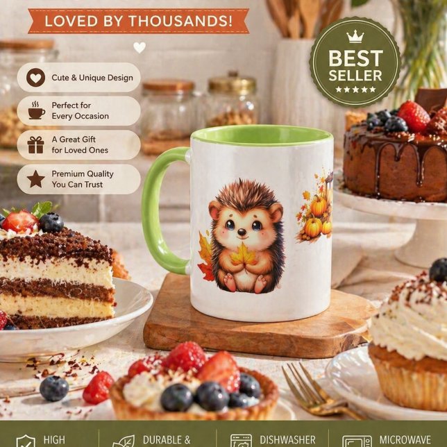 Mug Charming Hérisson d'Automne – Illustrations de (Créateur téléchargé)