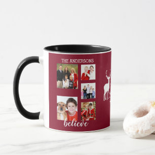 Mug Charming Holiday Famille Photo Collage Monogramme