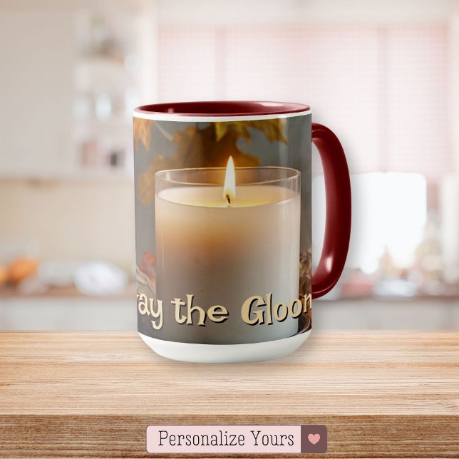 Mug Chase personnalisée en l'air du pessimisme thème d (Personalized Chase Away the Gloom Autumn-Themed Mug)