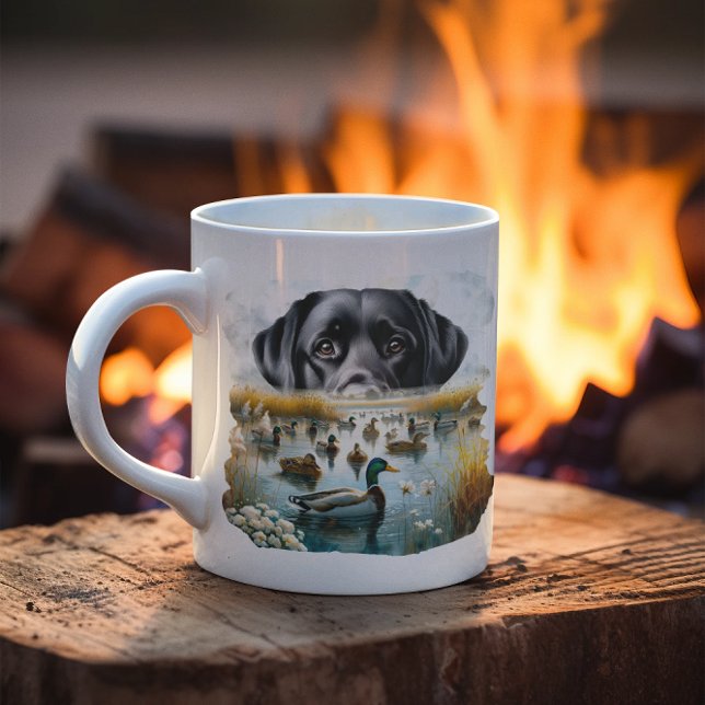 Mug Chasse au canard Loyal Retriever Mallard Marsh (Duck Hunting Working Dog Black Lab Marsh Coffee Mug)
