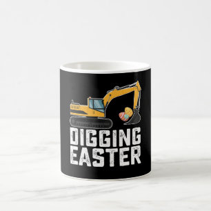 Mug Chasse aux œufs de Pâques drôle de pelleteuse de c