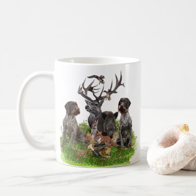 Mug Chasse avec Allemand À poils durs Pointer Tapestry (Avec donut)