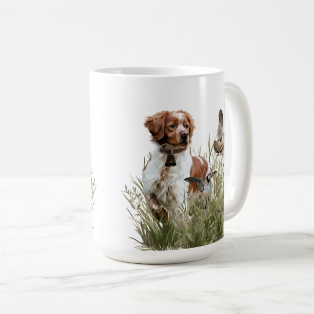 Mug Chasse avec un chien breton, Art (Devant droit)