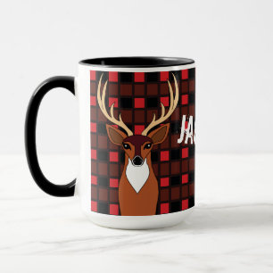 Mug Chasseur de cerfs Antlers Plaid Personnalisé