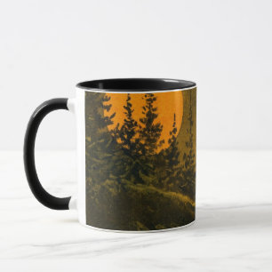 Mug Chasseur de paysage de nuit de campagne ou moisson