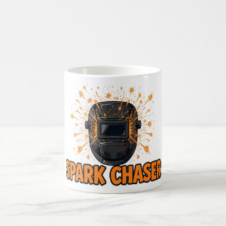 Mug Chasseur d'étincelles — Casque de soudure avec des