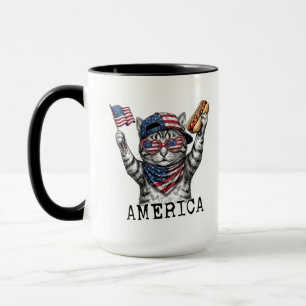 Mug Chat 250ème Liberté Américaine Rayures Patriotique
