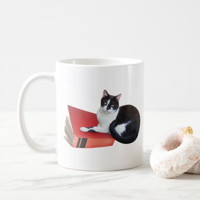 Mug Chat à la boule de livre (Avec donut)