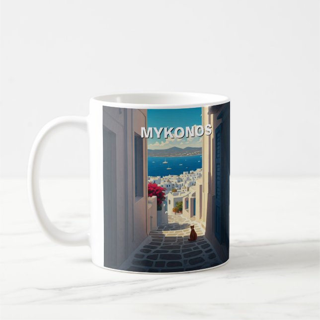 Mug Chat à Mykonos Grèce Cyclades Voyage (Gauche)