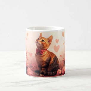 Mug Chat abyssin avec des roses - Saint-Valentin