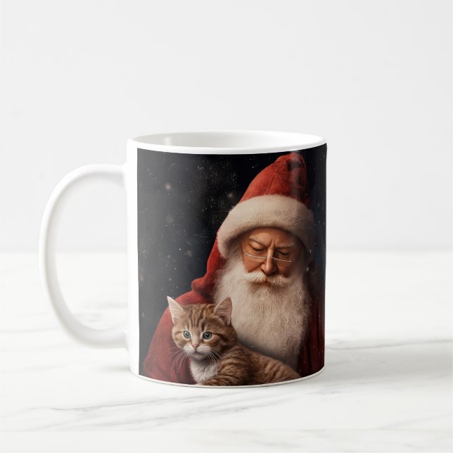 Mug Chat abyssinien avec Noël Festif du Père Noël (Gauche)