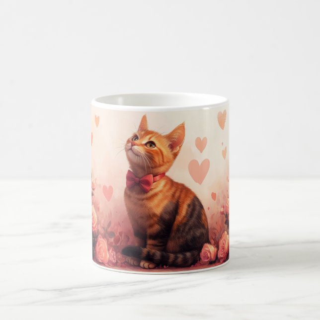 Mug Chat abyssinien avec Rose - Saint Valentin (Centre)