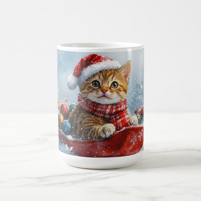 Mug Chat abyssinien en sledge laissez-le neiger Noël (Centre)