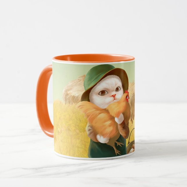 Mug Chat adorable avec Hen à la ferme (Devant gauche)
