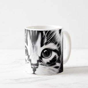 Mug Chat adorable noir blanc voix de chaton cadeau