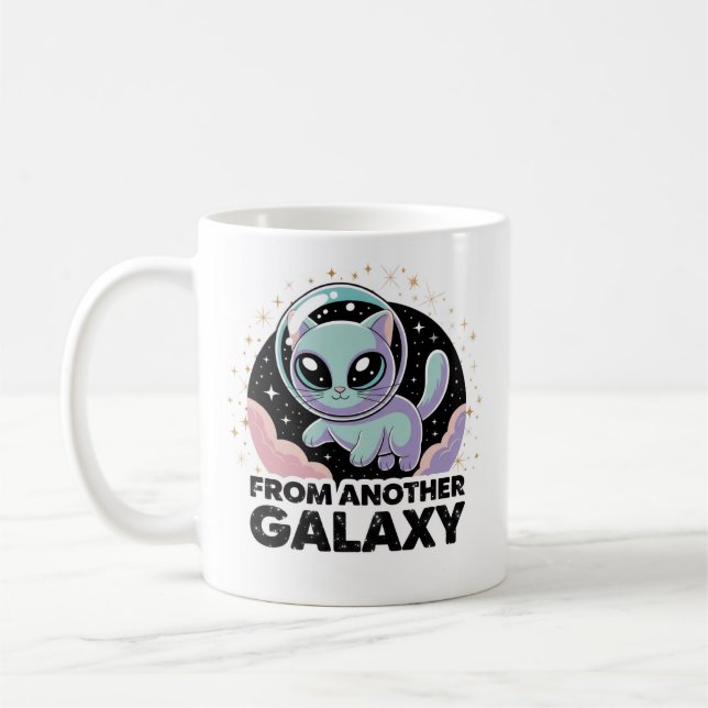 Mug Chat Alien Création Cosmique Espace Kitty Artwork  (Gauche)