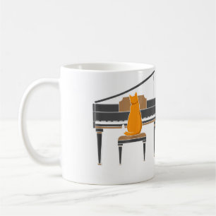 Mug Chat amateur de musique jouant du piano