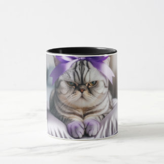 Mug Chat américain à poil court avec un nœud