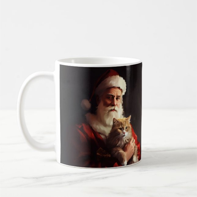 Mug Chat angora turc Père Noël Fête de Noël  (Gauche)