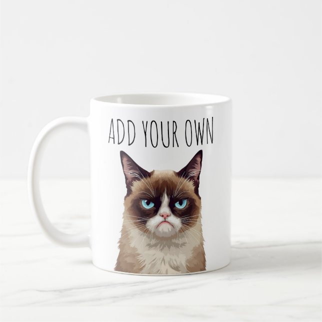 Mug Chat Angry Funny – Ajoutez Votre Propre Texte  (Gauche)
