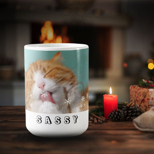Mug Chat Animal Flocons de Neige Photo de Vacances
