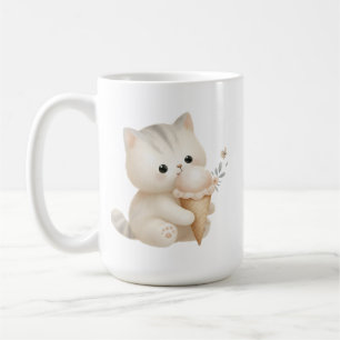 Mug Chat appétissant et sucré avec cône de crème glacé