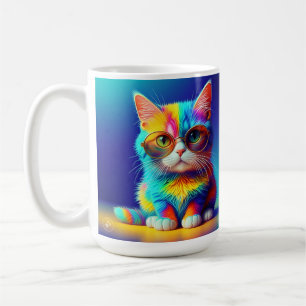Mug Chat Arc-en-Ciel avec Lunettes Portrait-47567