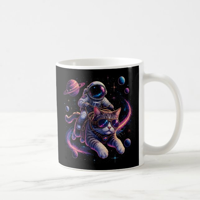 Mug Chat astronaute chevauchant à travers l'espace (Droite)