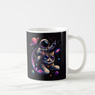 Mug Chat astronaute chevauchant à travers l'espace
