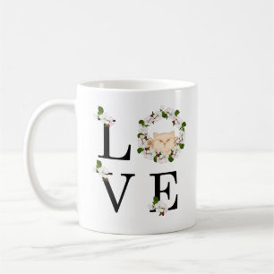Mug Chat aux fleurs de pomme mignonne. Amour
