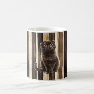 Mug Chat aux rayures de bonbon marron chocolat