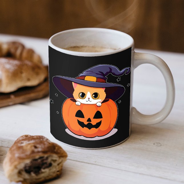 Mug Chat avec chapeau de sorcière dans la citrouille d (Créateur téléchargé)