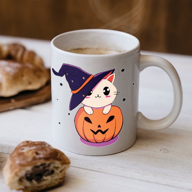 Mug Chat avec chapeau de sorcière dans la citrouille d (Créateur téléchargé)