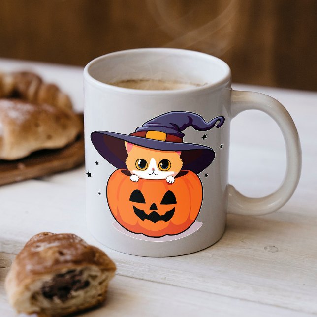 Mug Chat avec chapeau de sorcière dans la citrouille d (Créateur téléchargé)