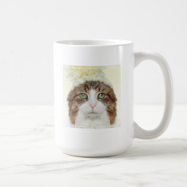 Mug Chat avec le casquette de fleur (Droite)