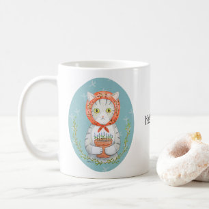 Mug Chat Babushka Gris Marbré Cadeau Nom Personnalisé