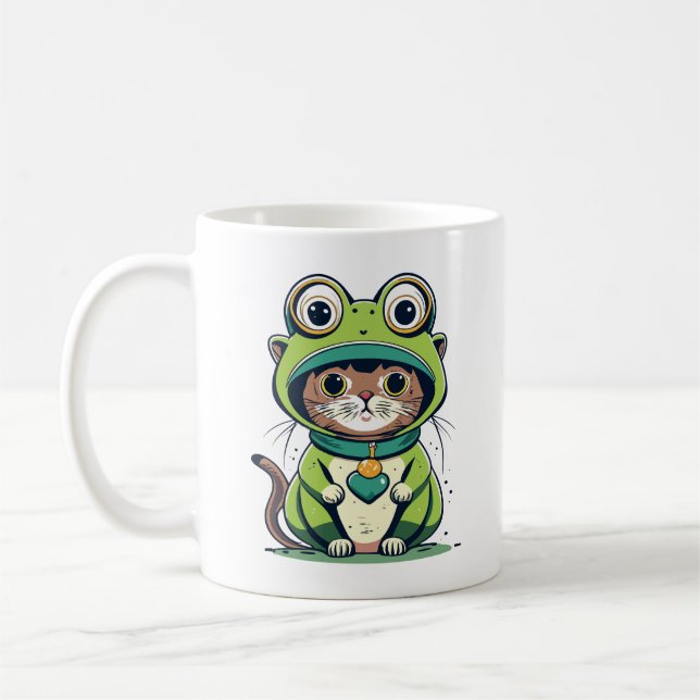 Mug Chat bébé mignon avec Casquette de grenouille (Gauche)