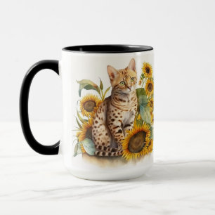 MUG CHAT BENGAL DE COULEUR D'EAU GORGEANT AVEC DÉSOLLE