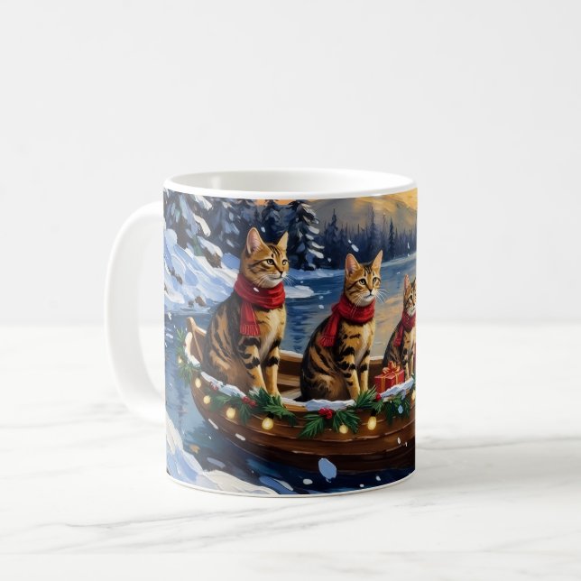 Mug Chat Bengal Noël Bateau Fêtes (Devant gauche)