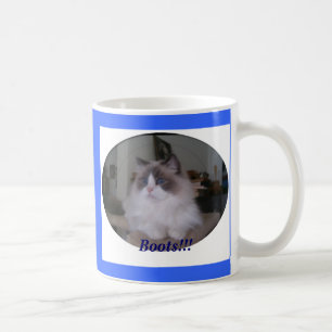 Mug Chat bicolore bleu de Ragdoll, bottes ! ! !