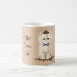 Mug Chat Blanc Amateur De Café Crème Arc Bleu